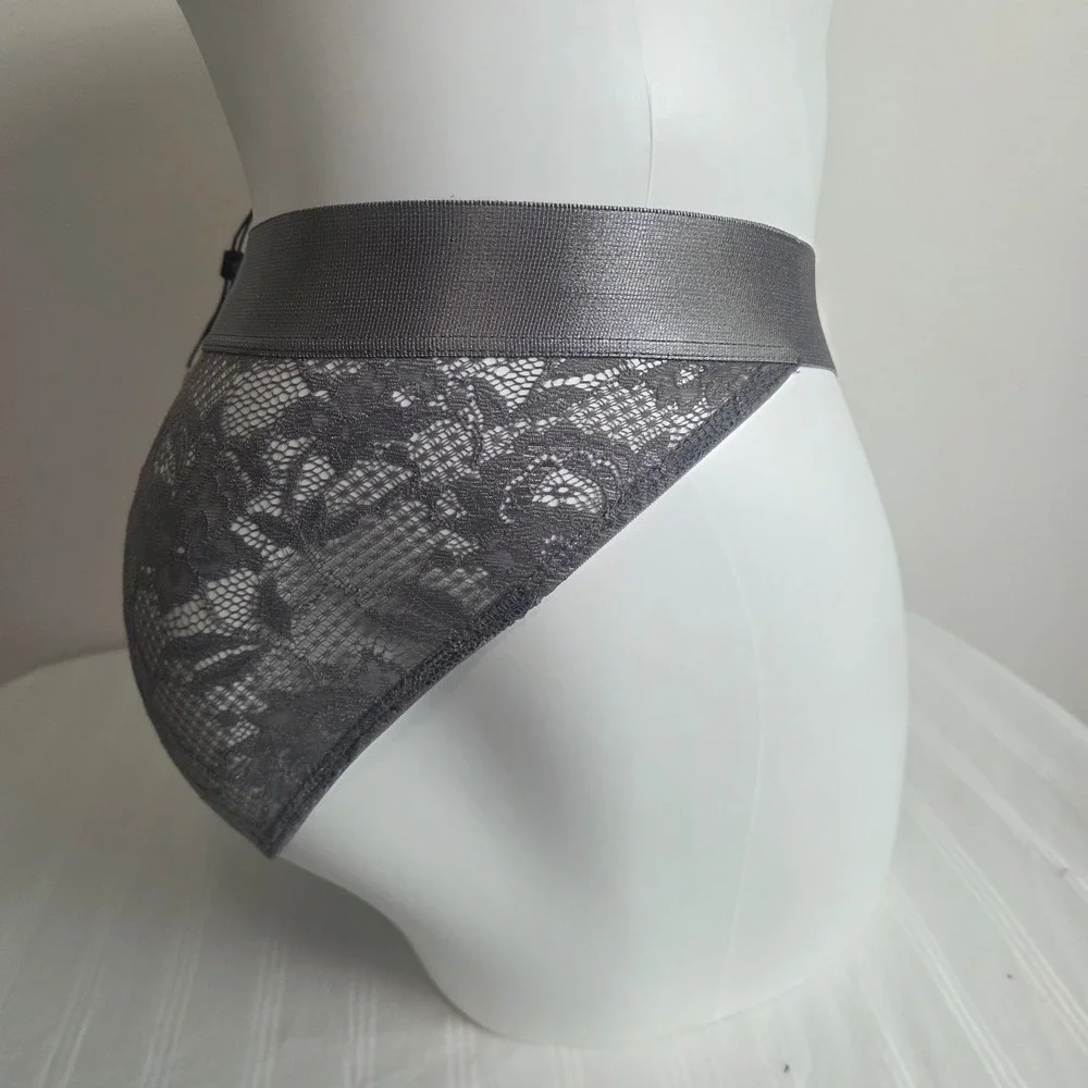 Cosabella Never Say Never Mens Lace Brief Charcoal Grey Floral Underwear NEW